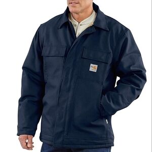 Carhartt Flame-Resistant Duck Traditional Coat Quilt Lined Navy | Men's 2XL XXL